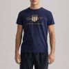 GANT Regular Fit T Shirt ronde hals nachtblauw, Effen online kopen