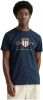 GANT Regular Fit T Shirt ronde hals nachtblauw, Effen online kopen