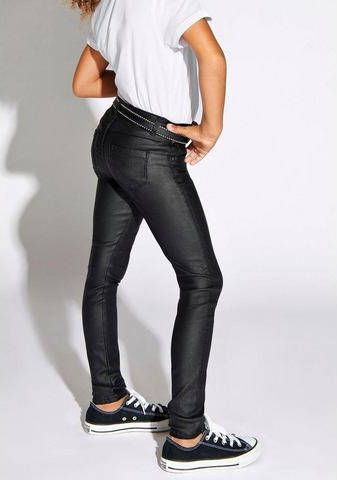 Only kids royal zwarte coated slim skinny stretch meisjes broek online kopen