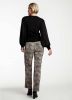 Tramontana straight fit broek van travelstof met bladprint beige/zwart online kopen